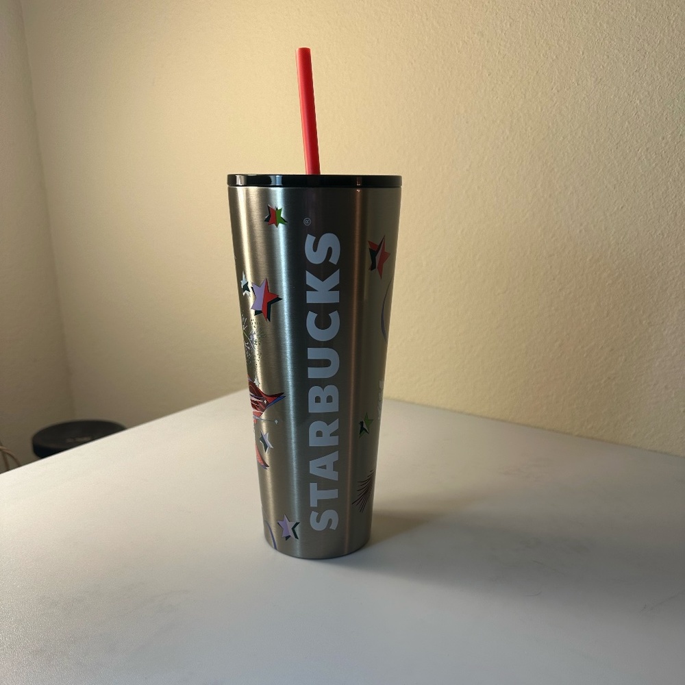 Starbucks Winter 2023 Christmas Floral Silver Stainless Steel Tumbler Venti NWT